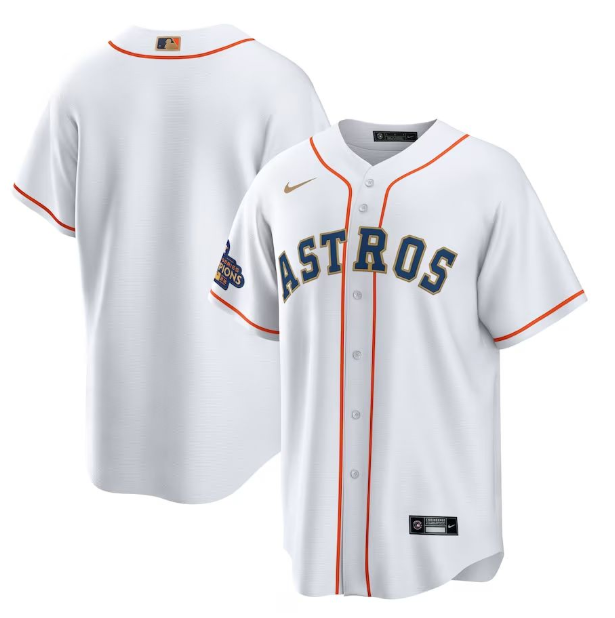 Men's Houston Astros Blank White 2023 Gold Collection With World Serise Champions Patch Cool Base Stitched Baseball Jersey Men's Houston Astros Blank White 2023 Gold Collection With World Serise Champions Patch Cool Base Stitched Baseball Jersey